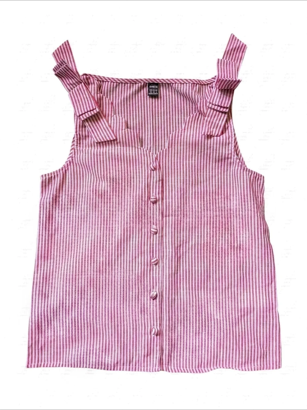 ♥️ NEW SHEIN Pink & White Striped Casual Button-Down Shirt